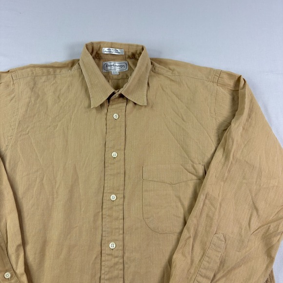 Vintage Burberrys Shirt Mens 16 34 Brown Button Up Long Sleeve Cotton USA Made - Picture 2 of 8